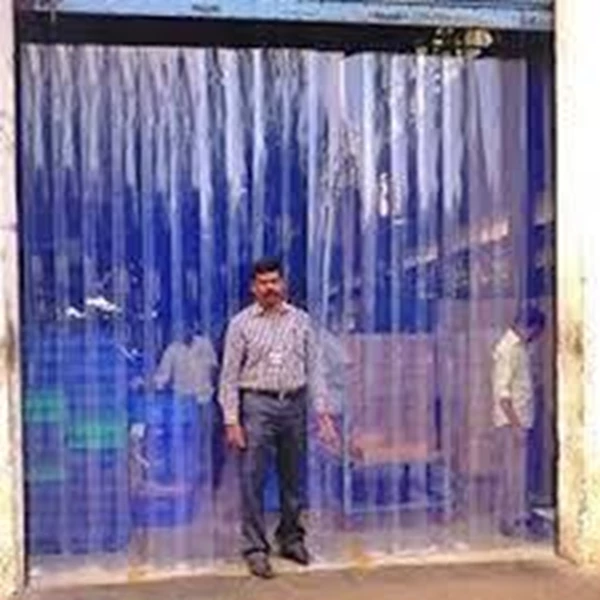PVC strip curtain Blue clear coffee hut